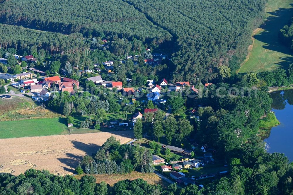 Körba from above - Village - view on the edge of forested areas in Koerba in the state Brandenburg, Germany