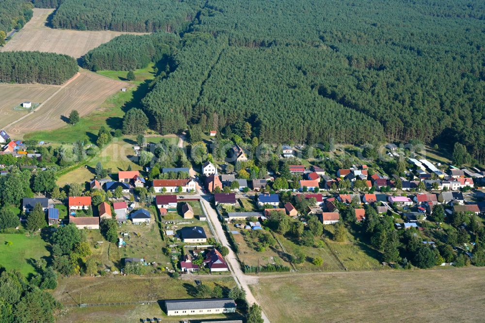 Aerial image Kurtschlag - Village - view on the edge of forested areas in Kurtschlag in the state Brandenburg, Germany
