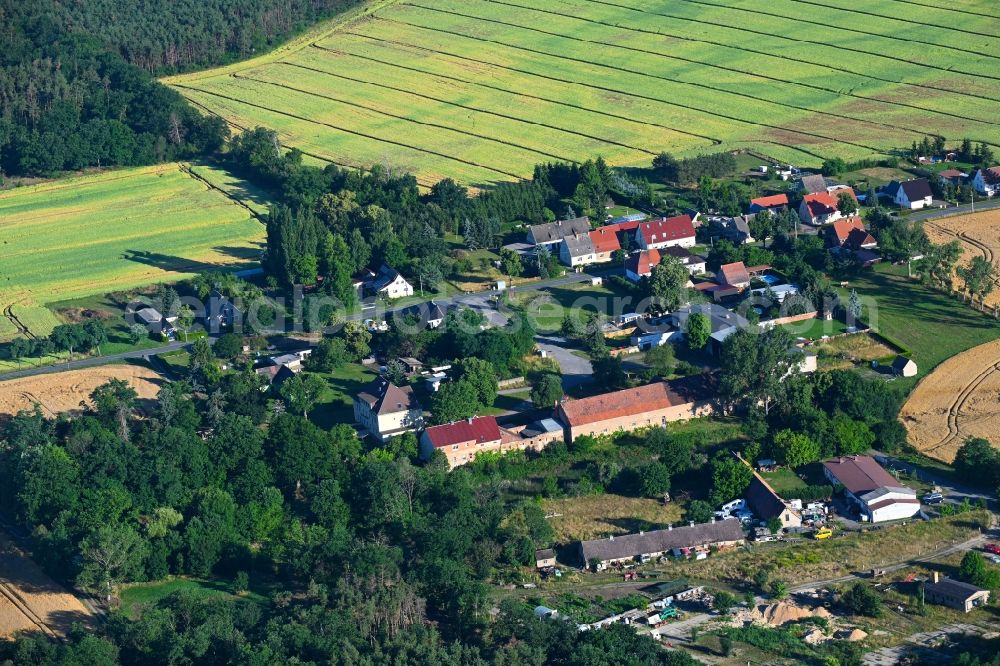 Lönnewitz from above - Village - view on the edge of forested areas in Loennewitz in the state Brandenburg, Germany