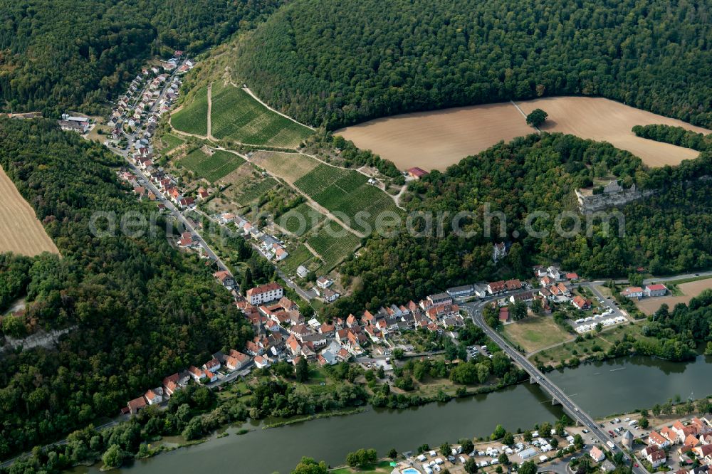 Aerial image Mühlbach - Village - view on the edge of forested areas in Mühlbach in the state Bavaria, Germany