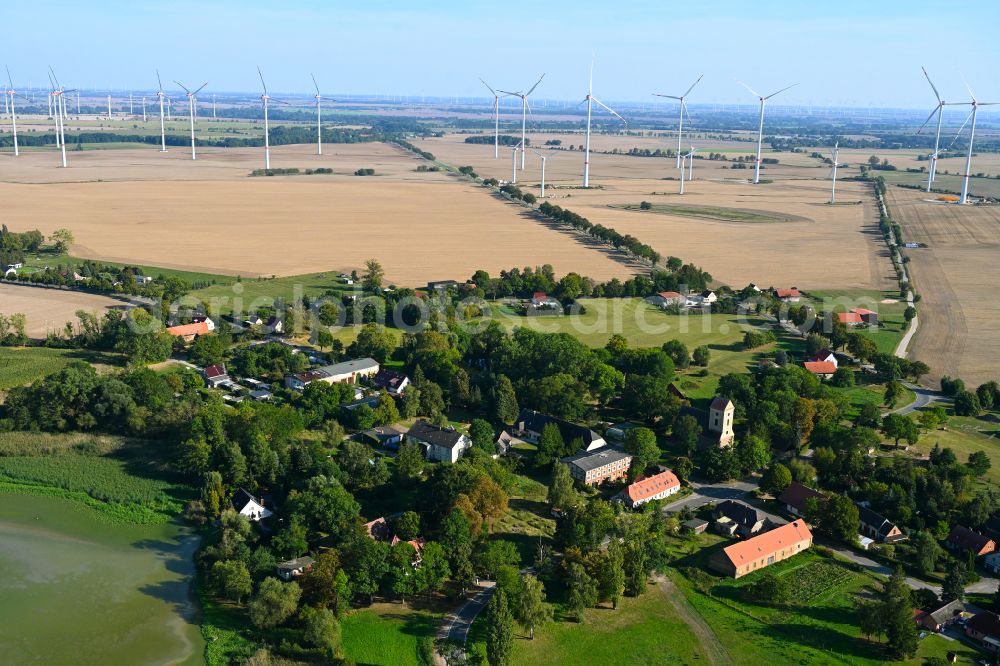 Aerial image Milow - Village - view on the edge of forested areas in Milow in the state Brandenburg, Germany