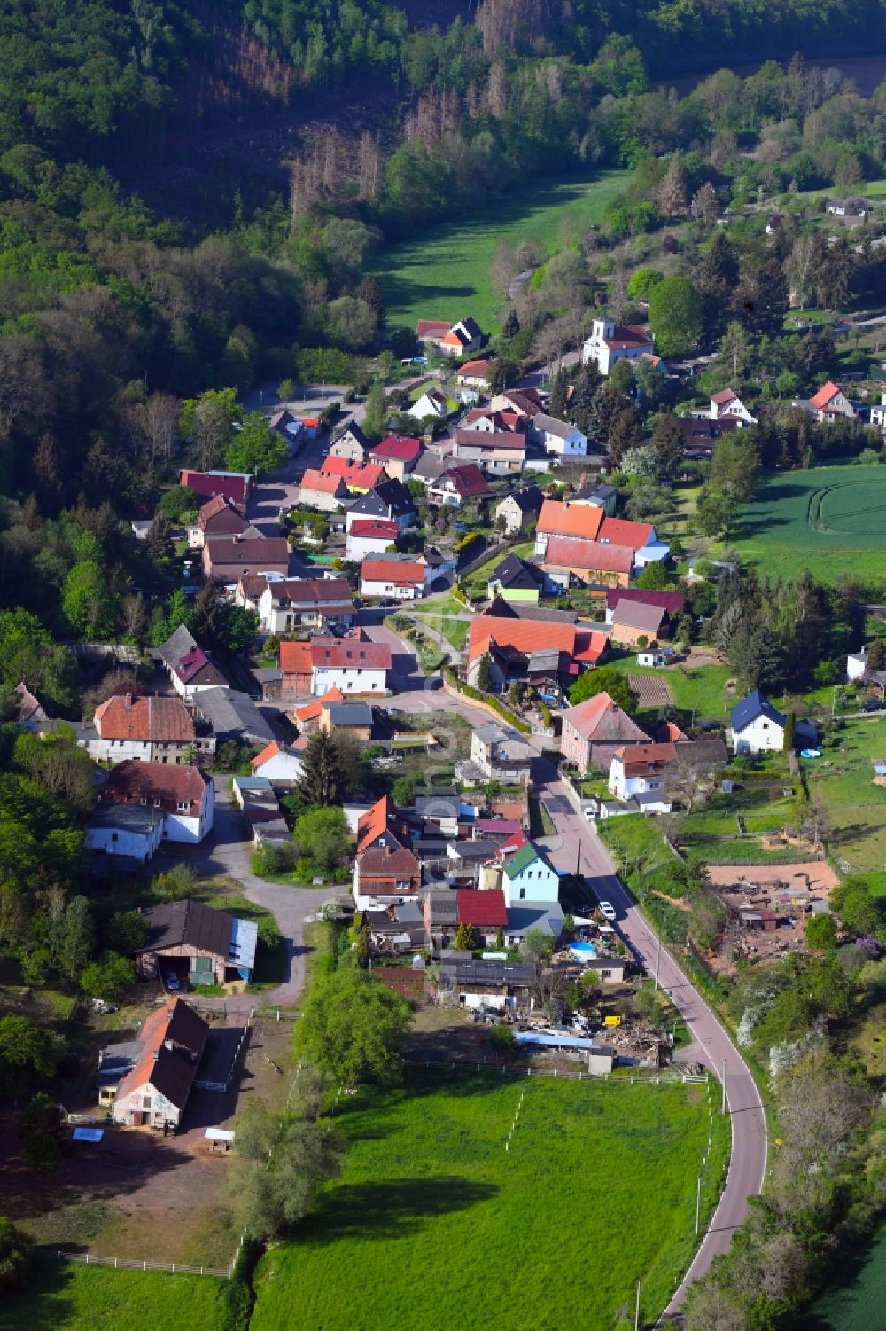 Aerial image Möllendorf - Village - view on the edge of forested areas in Moellendorf in the state Saxony-Anhalt, Germany