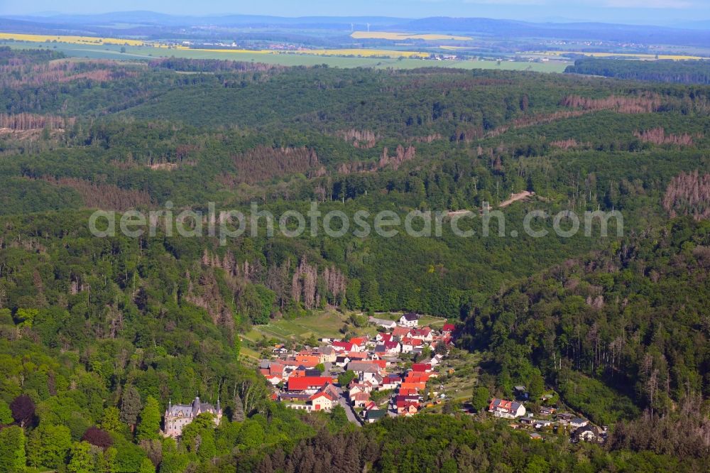 Morungen from above - Village - view on the edge of forested areas in Morungen in the state Saxony-Anhalt, Germany