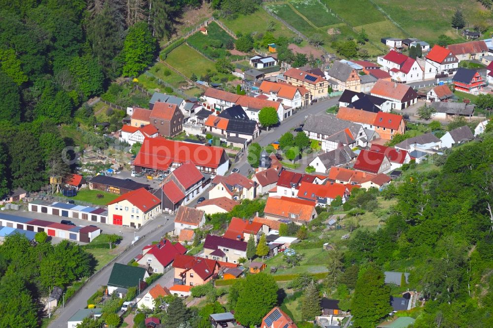 Morungen from above - Village - view on the edge of forested areas in Morungen in the state Saxony-Anhalt, Germany