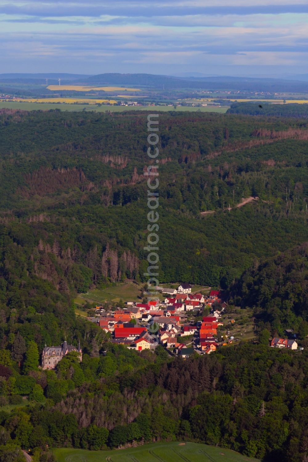 Aerial photograph Morungen - Village - view on the edge of forested areas in Morungen in the state Saxony-Anhalt, Germany