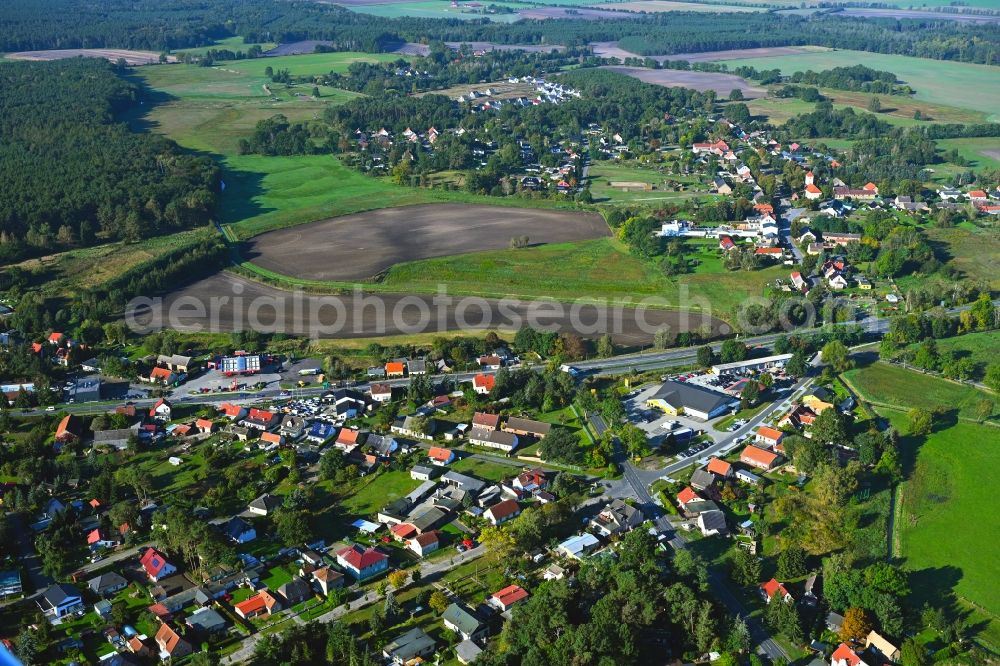 Nassenheide from above - Village - view on the edge of forested areas in Nassenheide Loewenberger Land in the state Brandenburg, Germany