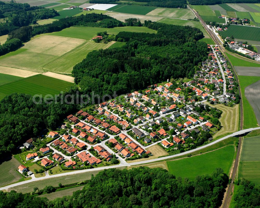 Aerial image Neue Heimat - Village - view on the edge of forested areas in Neue Heimat in the state Bavaria, Germany