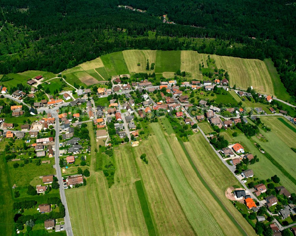 Neusatz from the bird's eye view: Village - view on the edge of forested areas in Neusatz in the state Baden-Wuerttemberg, Germany