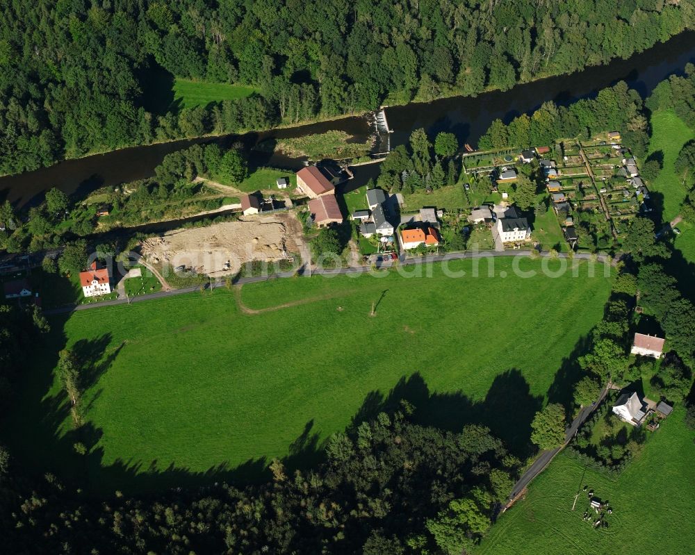 Aerial photograph Neusorge - Village - view on the edge of forested areas in Neusorge in the state Saxony, Germany