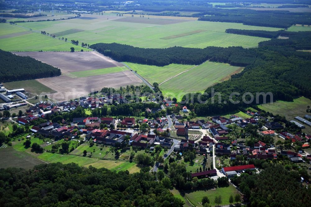 Aerial photograph Nichel - Village - view on the edge of forested areas in Nichel in the state Brandenburg, Germany