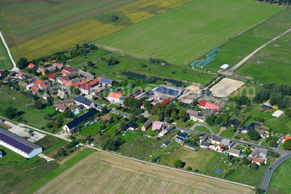 Aerial image Niederwerbig - Village - view on the edge of forested areas in Niederwerbig in the state Brandenburg, Germany