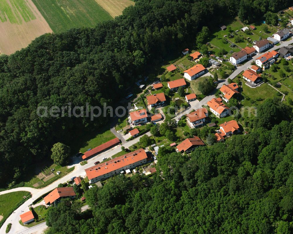 Aerial image Oberschroffen - Village - view on the edge of forested areas in Oberschroffen in the state Bavaria, Germany