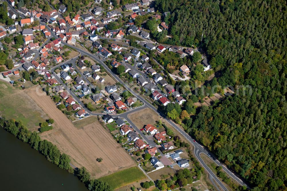 Pflochsbach from above - Village - view on the edge of forested areas in Pflochsbach in the state Bavaria, Germany