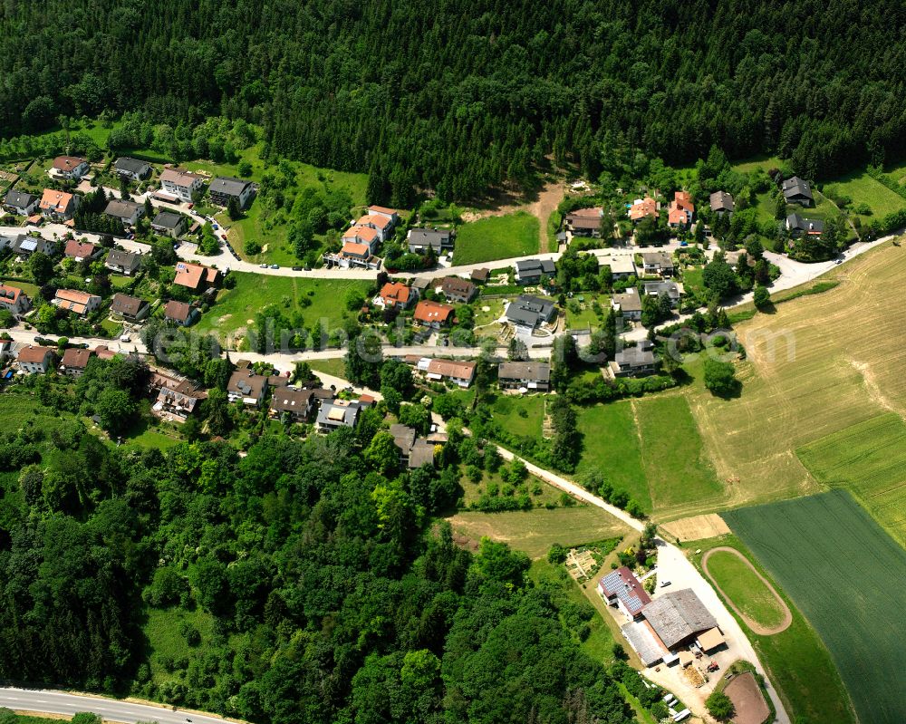 Aerial image Pfrondorf - Village - view on the edge of forested areas in Pfrondorf in the state Baden-Wuerttemberg, Germany