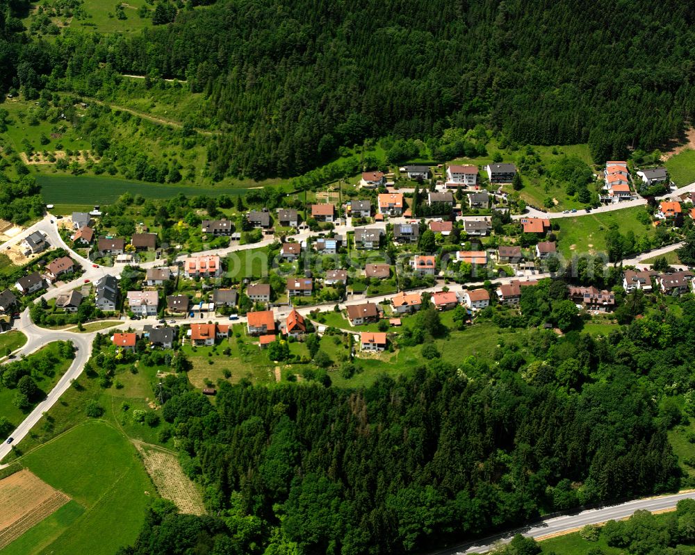 Aerial photograph Pfrondorf - Village - view on the edge of forested areas in Pfrondorf in the state Baden-Wuerttemberg, Germany