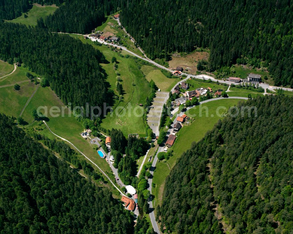 Poppeltal from above - Village - view on the edge of forested areas in Poppeltal in the state Baden-Wuerttemberg, Germany