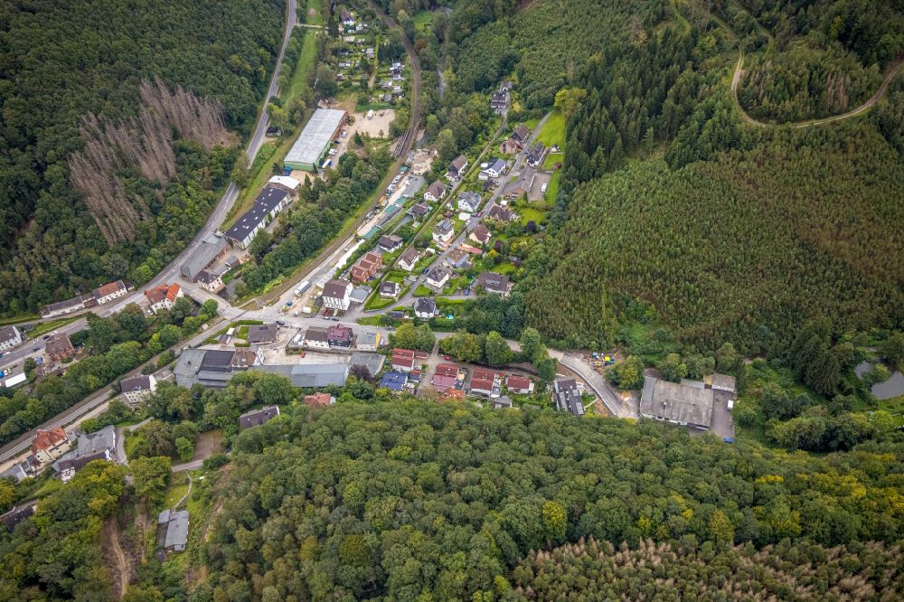 Aerial photograph Priorei - Village - view on the edge of forested areas in Priorei in the state North Rhine-Westphalia, Germany