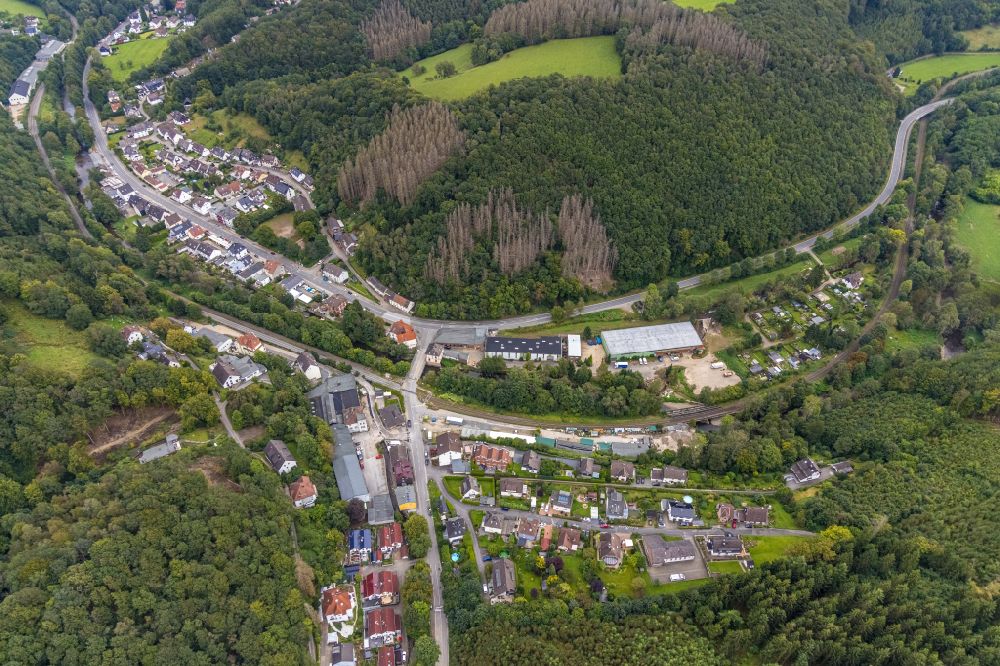 Aerial image Priorei - Village - view on the edge of forested areas in Priorei in the state North Rhine-Westphalia, Germany