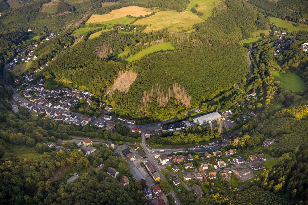 Aerial photograph Priorei - Village - view on the edge of forested areas in Priorei in the state North Rhine-Westphalia, Germany