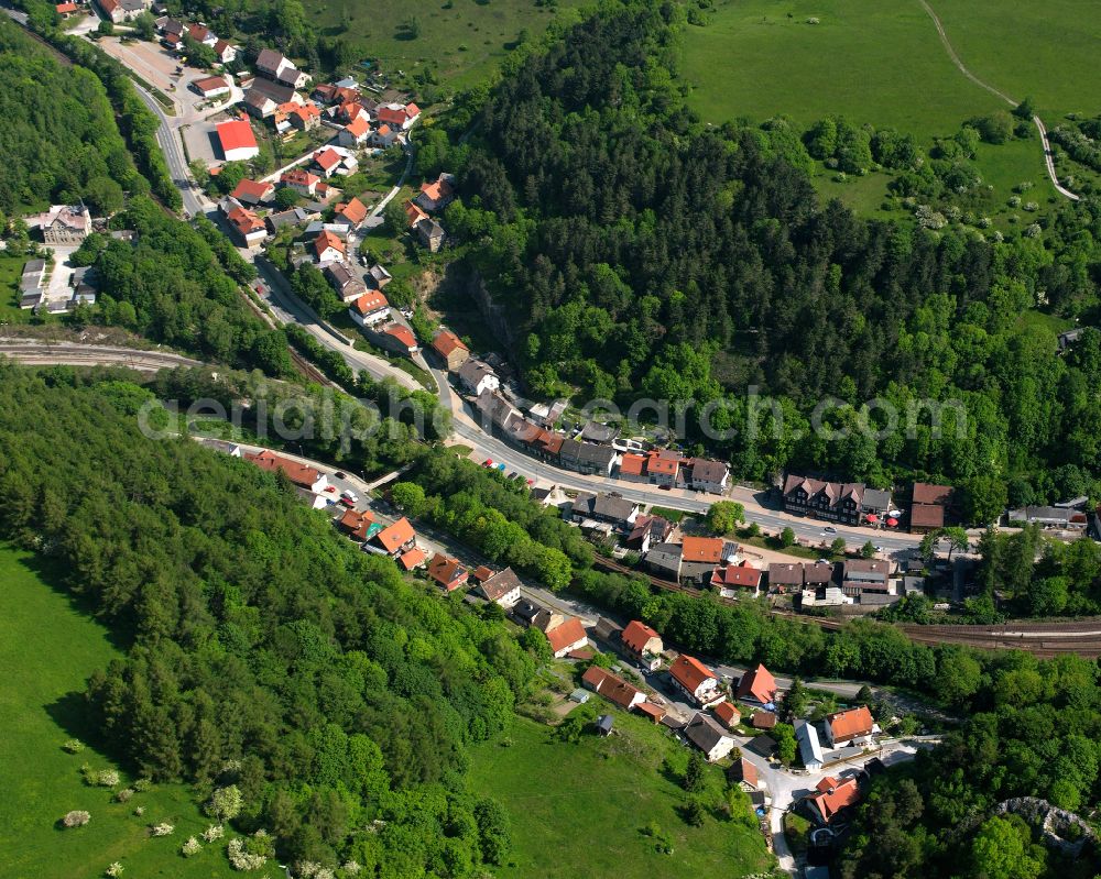 Aerial image Rübeland - Village - view on the edge of forested areas in Rübeland in the state Saxony-Anhalt, Germany