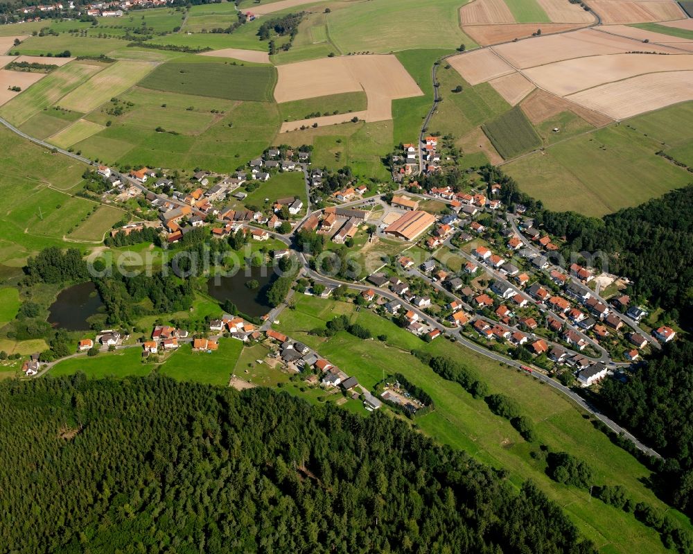 Aerial image Rehbach - Village - view on the edge of forested areas in Rehbach in the state Hesse, Germany