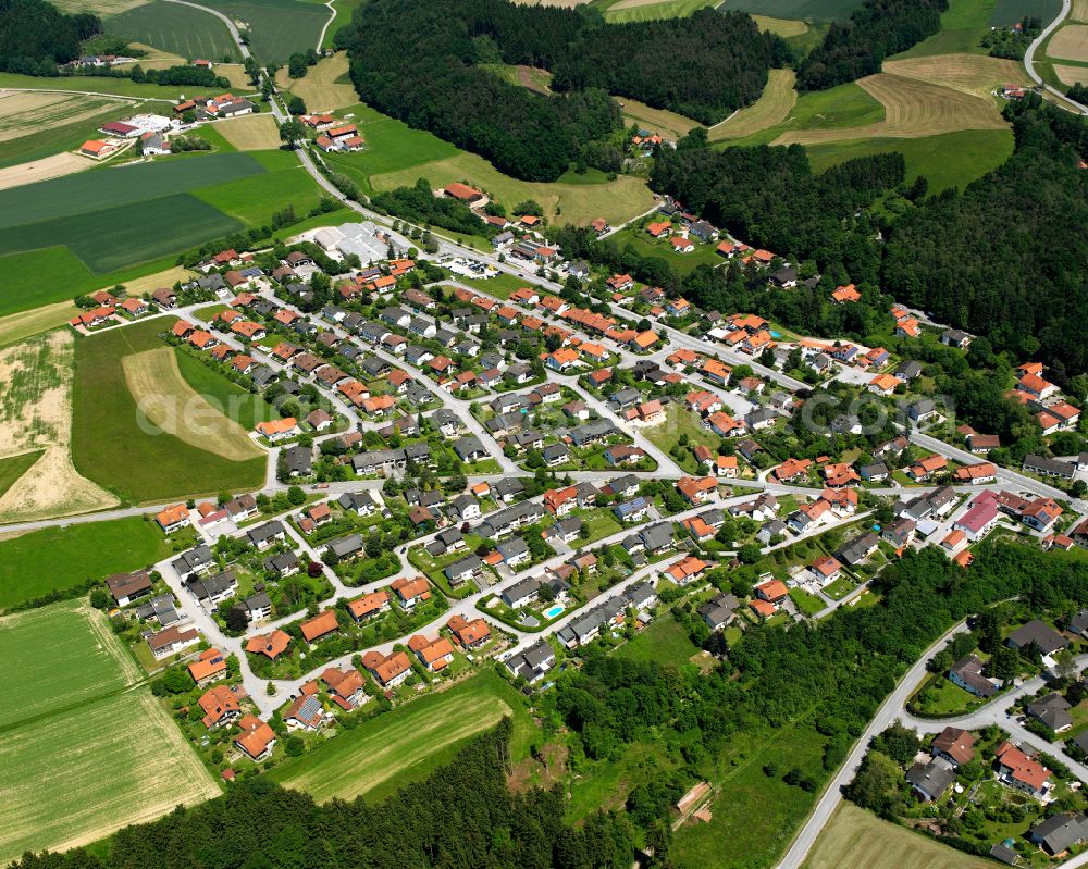Reischach from above - Village - view on the edge of forested areas in Reischach in the state Bavaria, Germany