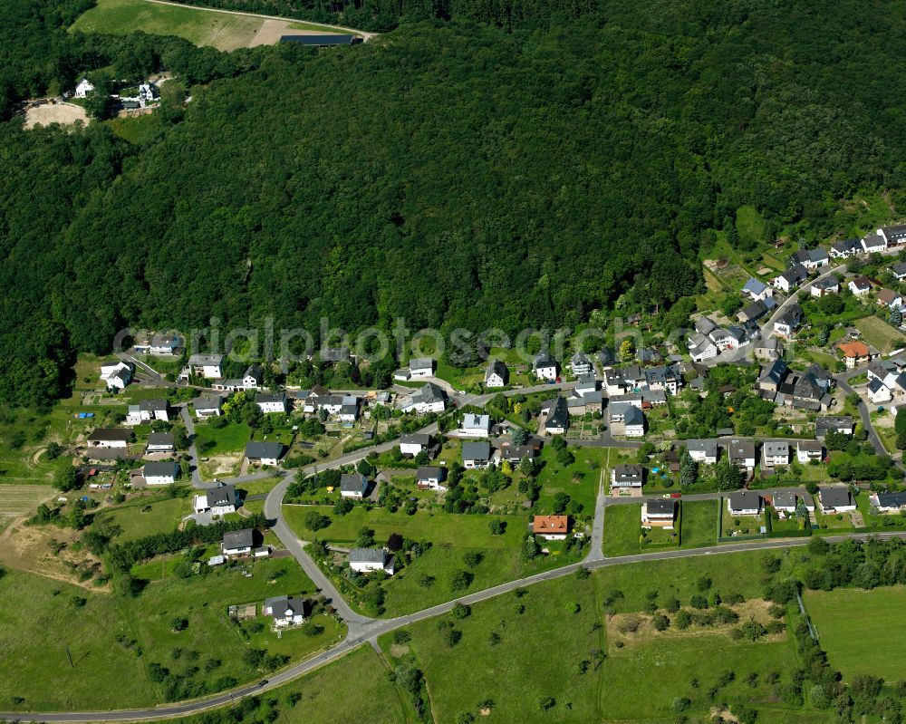 Aerial photograph Rheinbay - Village - view on the edge of forested areas in Rheinbay in the state Rhineland-Palatinate, Germany
