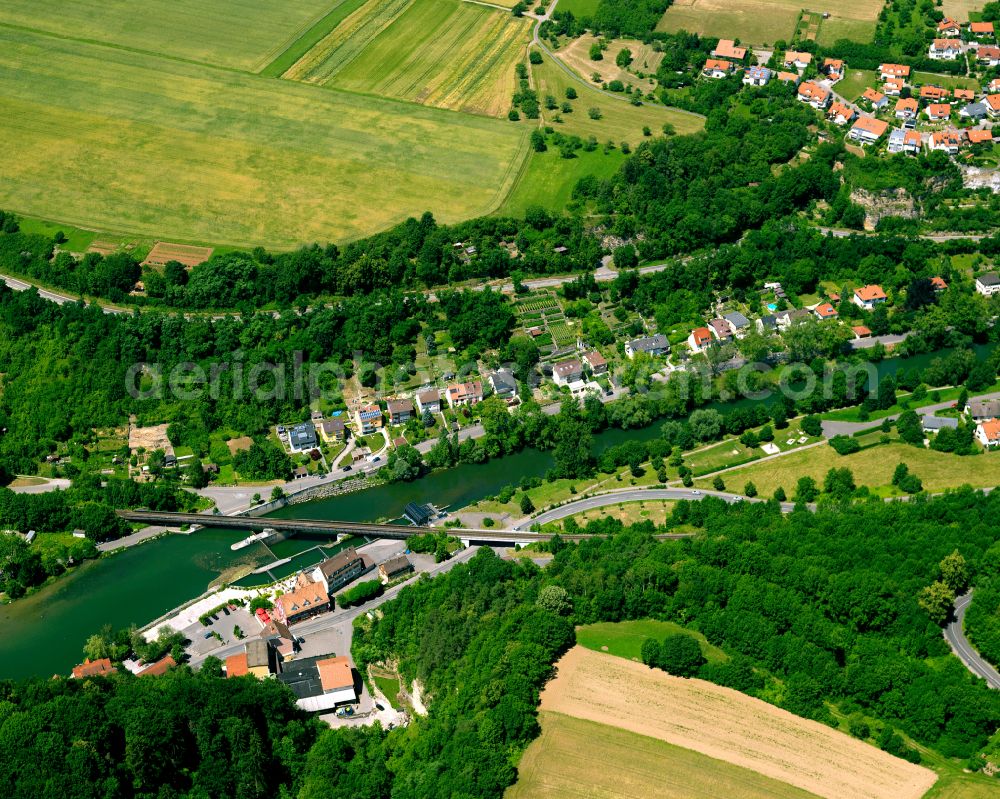 Aerial image Rottenburg am Neckar - Village - view on the edge of forested areas in Rottenburg am Neckar in the state Baden-Wuerttemberg, Germany