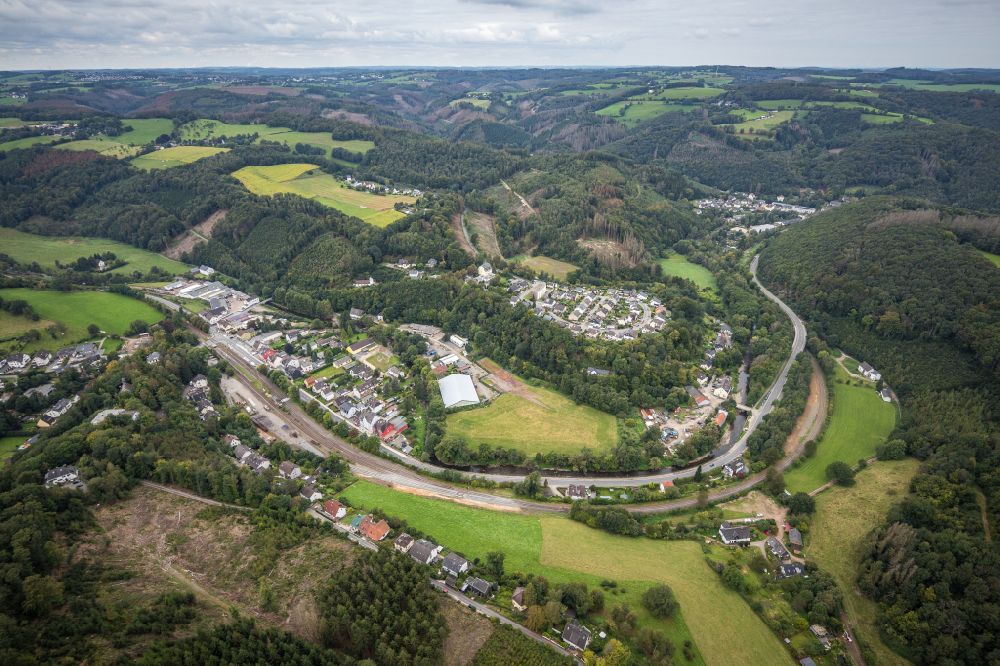 Rummenohl from above - Village - view on the edge of forested areas in Rummenohl in the state North Rhine-Westphalia, Germany