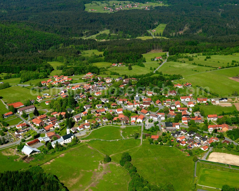 Sankt Oswald from above - Village - view on the edge of forested areas in Sankt Oswald in the state Bavaria, Germany