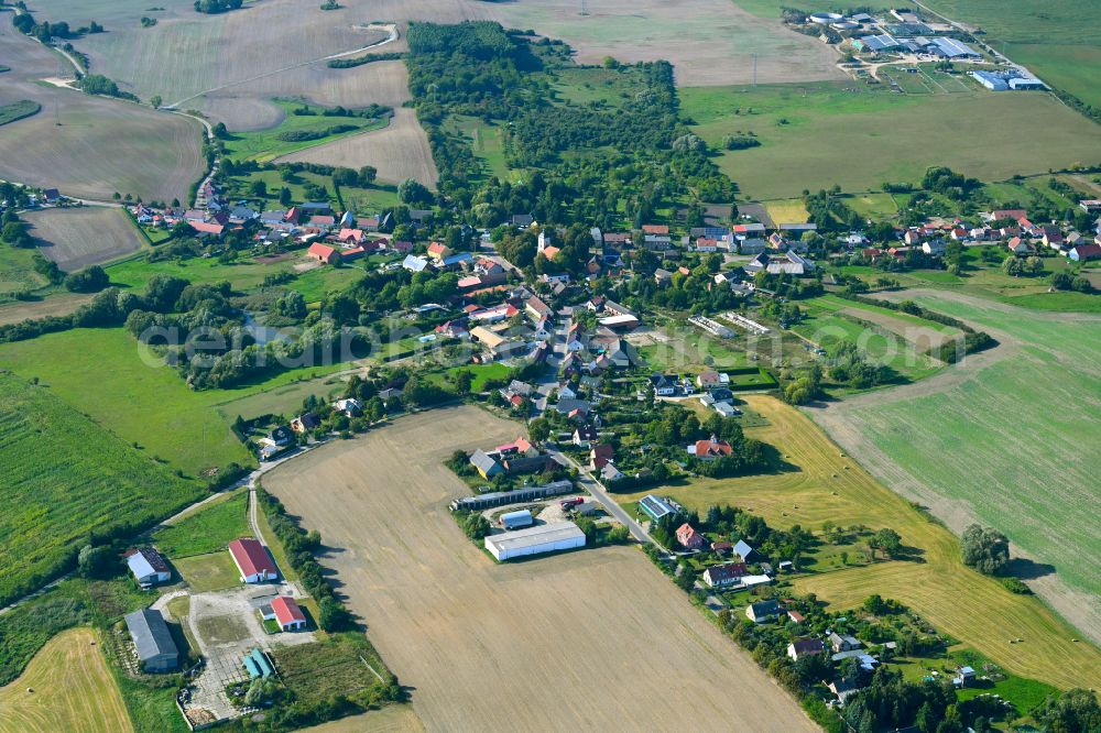Aerial image Schmargendorf - Village - view on the edge of forested areas in Schmargendorf in the state Brandenburg, Germany
