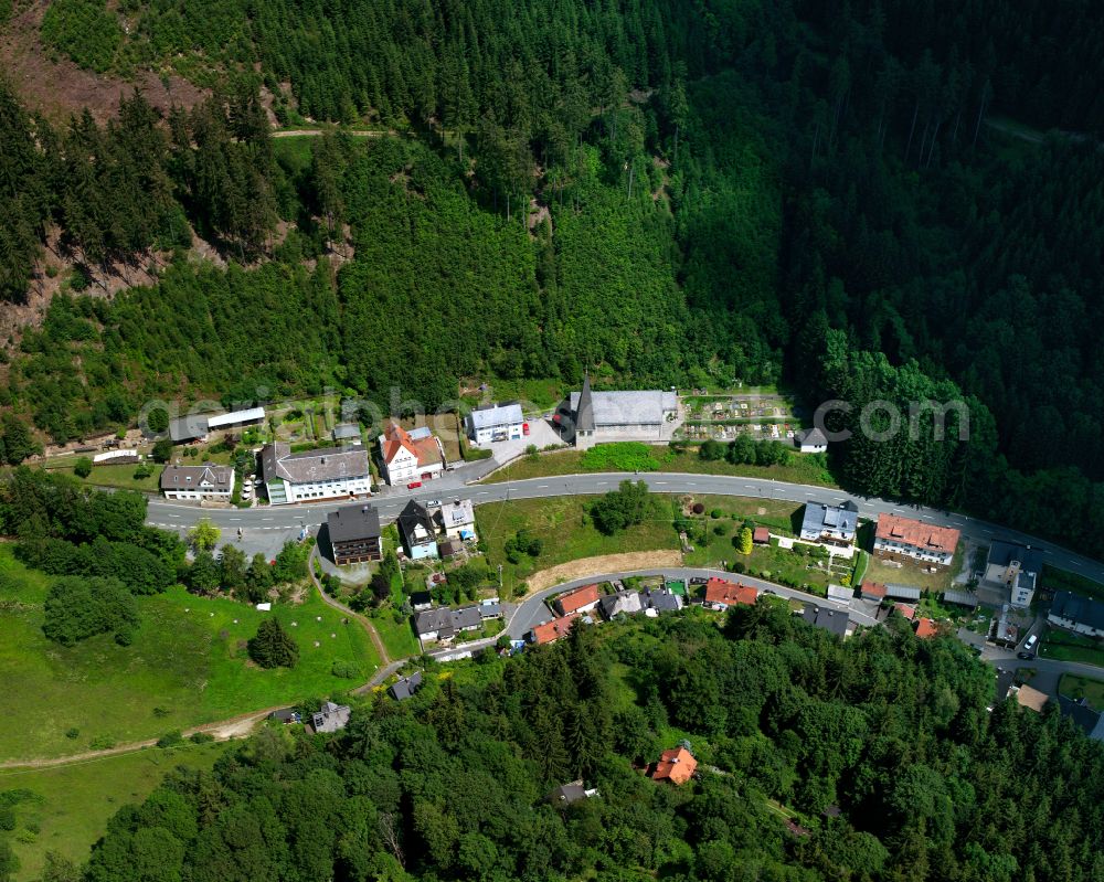 Aerial image Schwarzenstein - Village - view on the edge of forested areas in Schwarzenstein in the state Bavaria, Germany