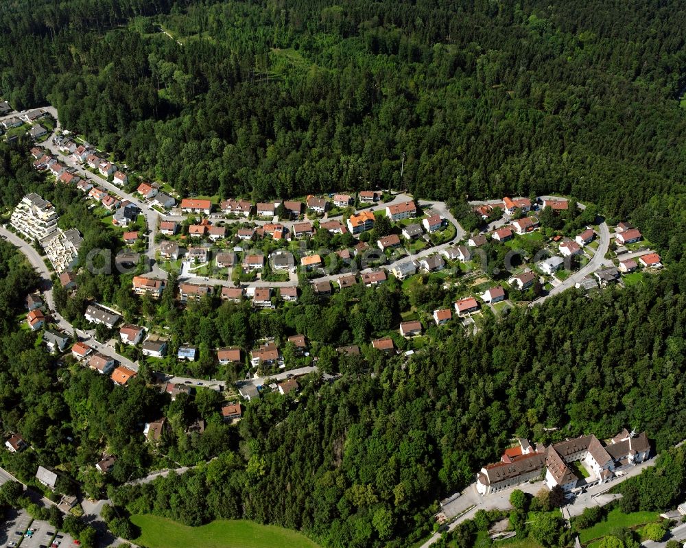 Aerial image Sigmaringen - Village - view on the edge of forested areas in Sigmaringen in the state Baden-Wuerttemberg, Germany