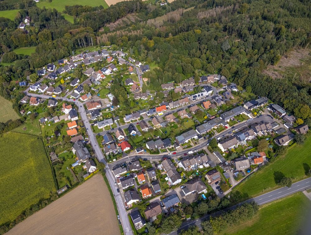 Aerial photograph Silschede - Village - view on the edge of forested areas in Silschede in the state North Rhine-Westphalia, Germany