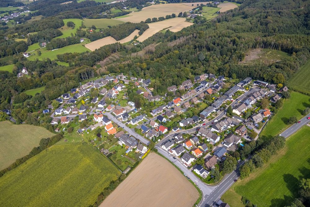 Silschede from above - Village - view on the edge of forested areas in Silschede in the state North Rhine-Westphalia, Germany