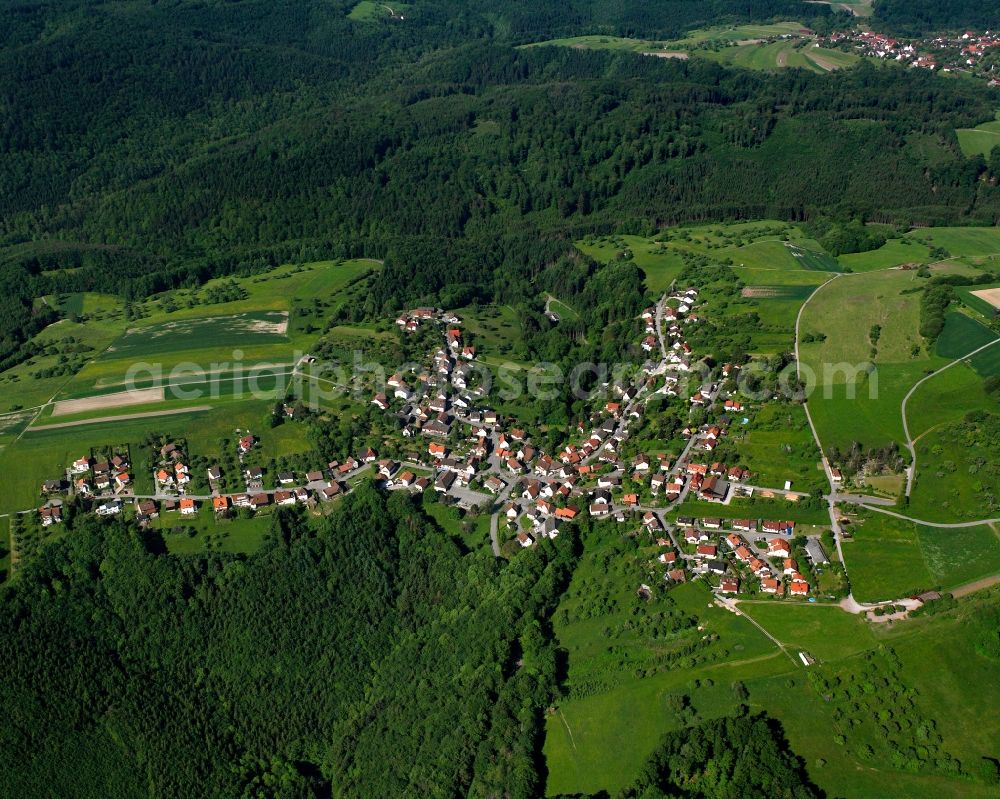 Aerial image Spiegelberg - Village - view on the edge of forested areas in Spiegelberg in the state Baden-Wuerttemberg, Germany