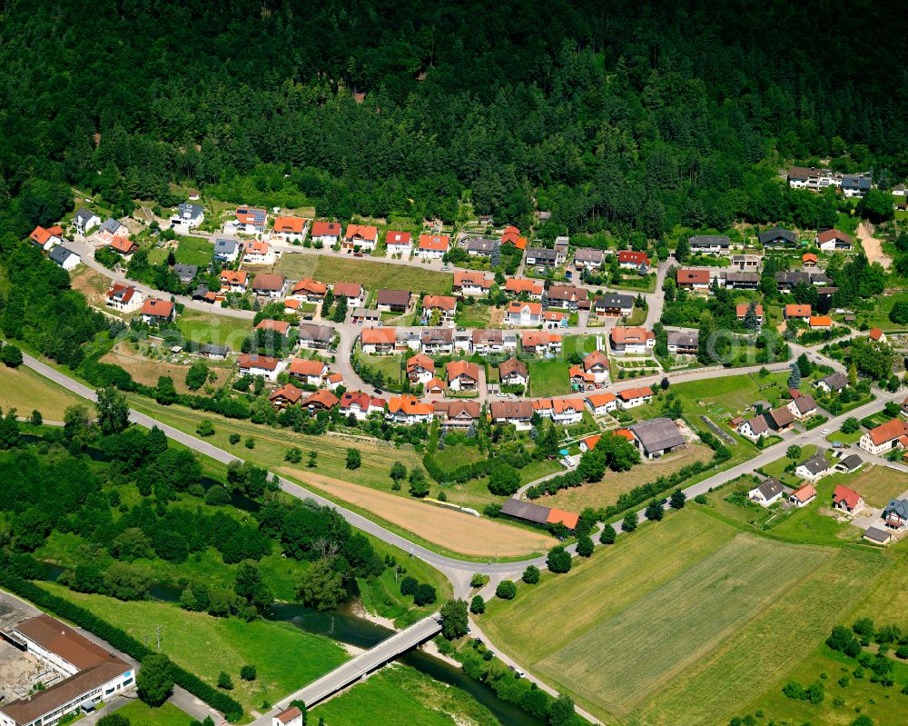 Starzach from above - Village - view on the edge of forested areas in Starzach in the state Baden-Wuerttemberg, Germany