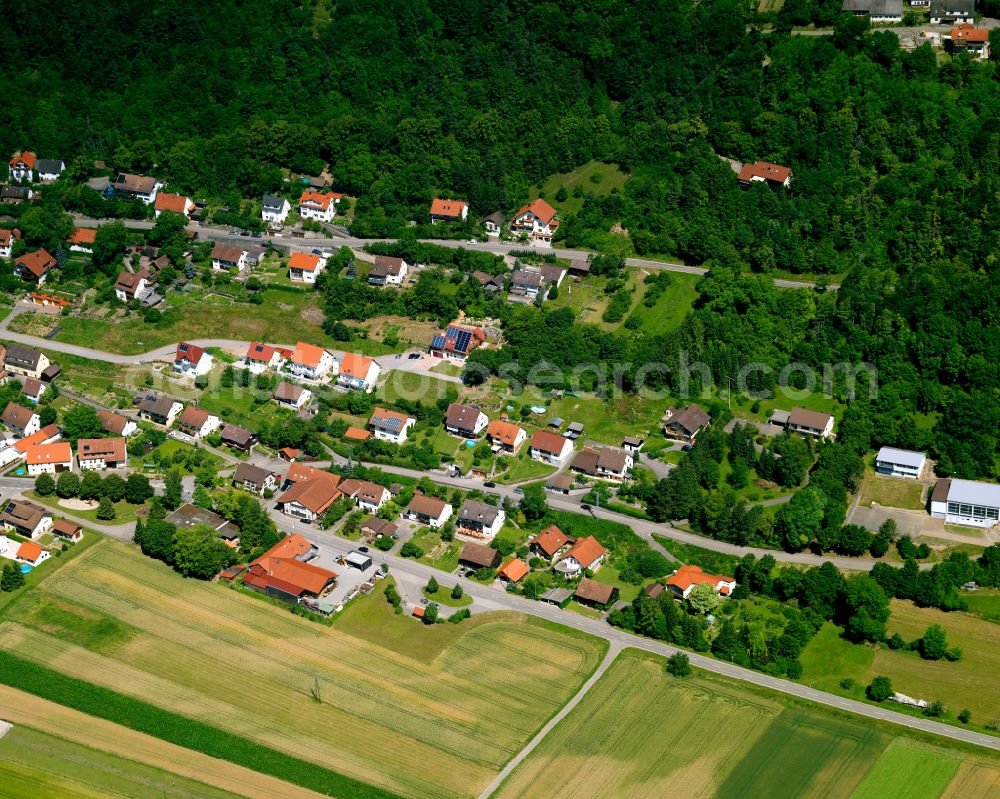 Aerial image Starzach - Village - view on the edge of forested areas in Starzach in the state Baden-Wuerttemberg, Germany