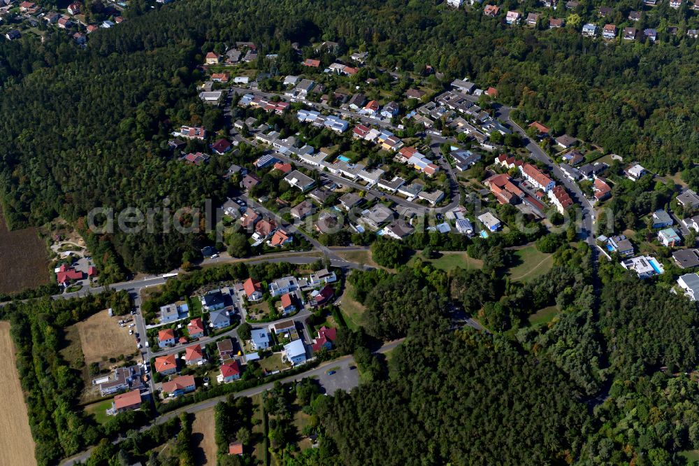 Aerial image Steinbachtal - Village - view on the edge of forested areas in Steinbachtal in the state Bavaria, Germany