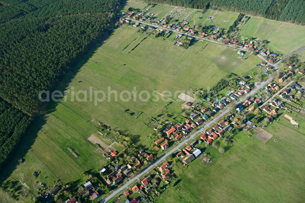 Aerial photograph Storbeck-Frankendorf - Village - view on the edge of forested areas in Storbeck-Frankendorf in the state Brandenburg, Germany