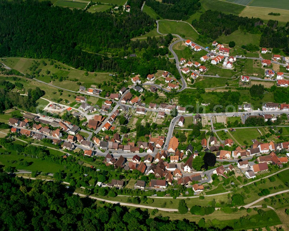 Sulz am Eck from above - Village - view on the edge of forested areas in Sulz am Eck in the state Baden-Wuerttemberg, Germany
