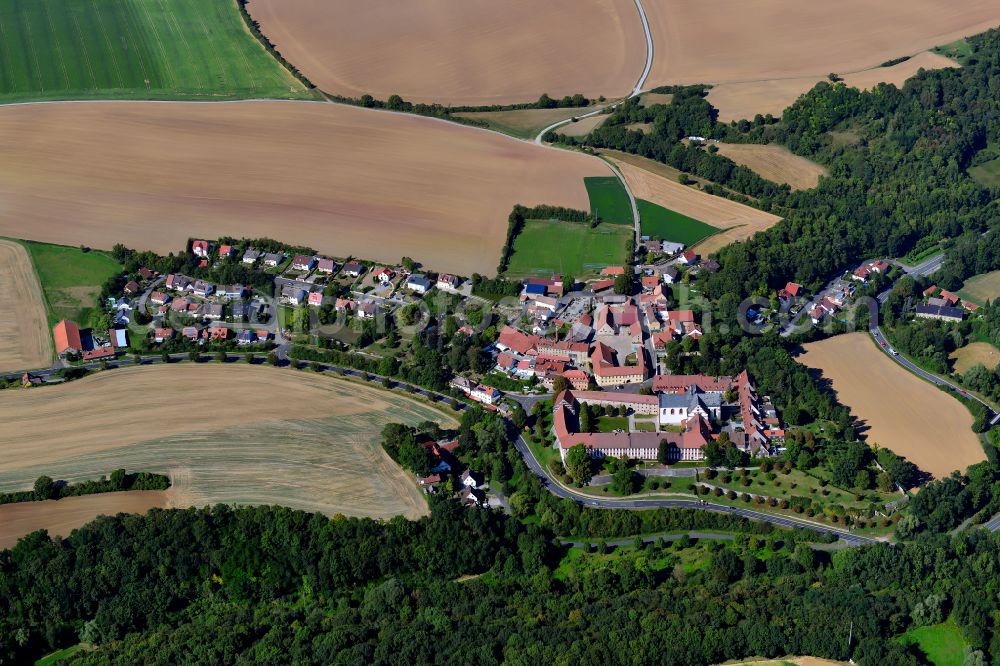 Tückelhausen from above - Village - view on the edge of forested areas in Tückelhausen in the state Bavaria, Germany