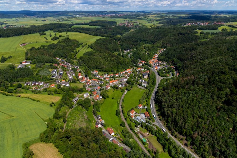 Aerial image Thalitter - Village - view on the edge of forested areas in Thalitter in the state Hesse, Germany