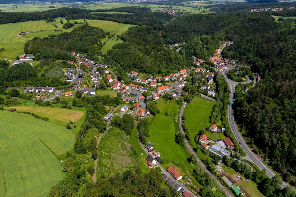 Thalitter from above - Village - view on the edge of forested areas in Thalitter in the state Hesse, Germany