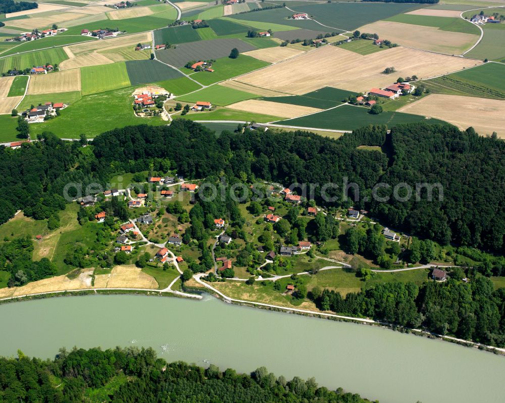 Aerial image Unterhadermark - Village - view on the edge of forested areas in Unterhadermark in the state Bavaria, Germany