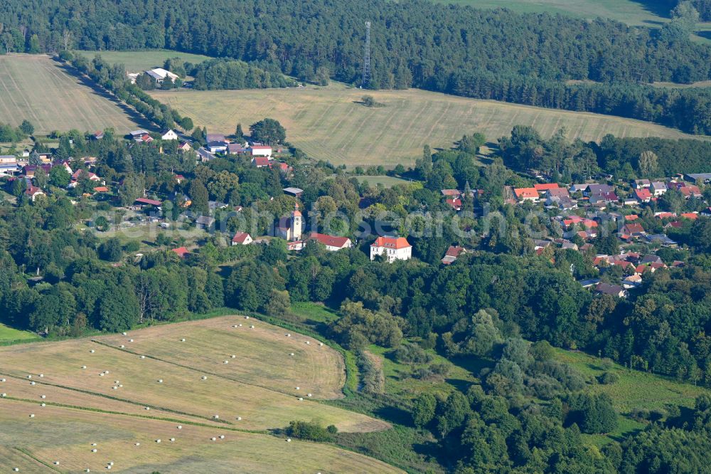 Aerial photograph Vietmannsdorf - Village - view on the edge of forested areas on street Storkower Strasse in Vietmannsdorf in the state Brandenburg, Germany