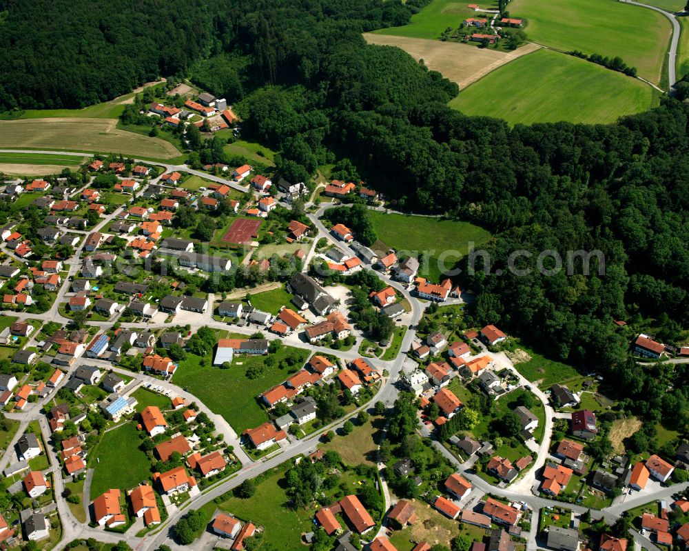 Wald a.d.Alz from the bird's eye view: Village - view on the edge of forested areas in Wald a.d.Alz in the state Bavaria, Germany