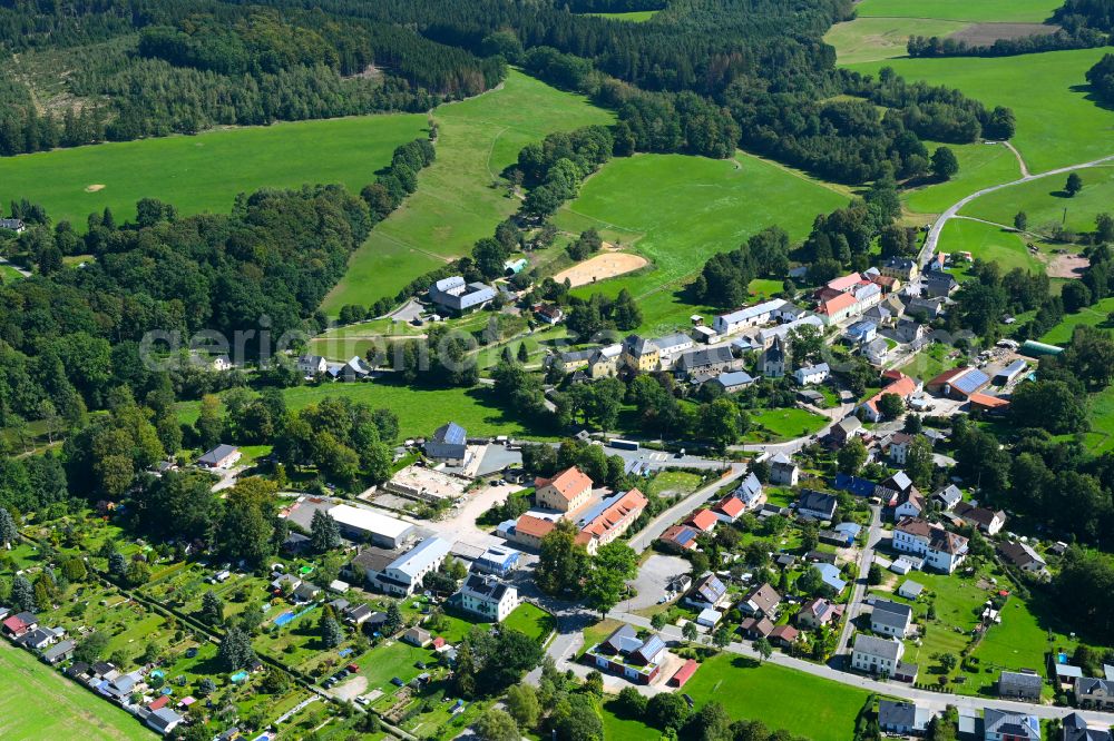Waldkirchen from above - Village - view on the edge of forested areas in Waldkirchen in the state Saxony, Germany