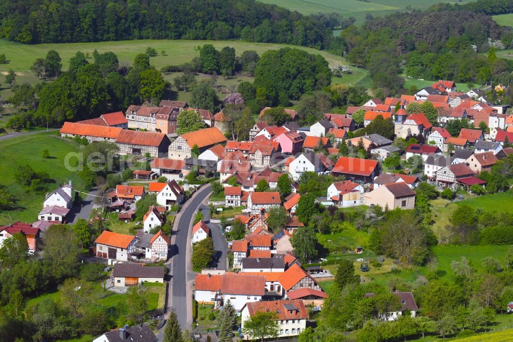 Aerial photograph Willershausen - Village - view on the edge of forested areas in Willershausen in the state Hesse, Germany