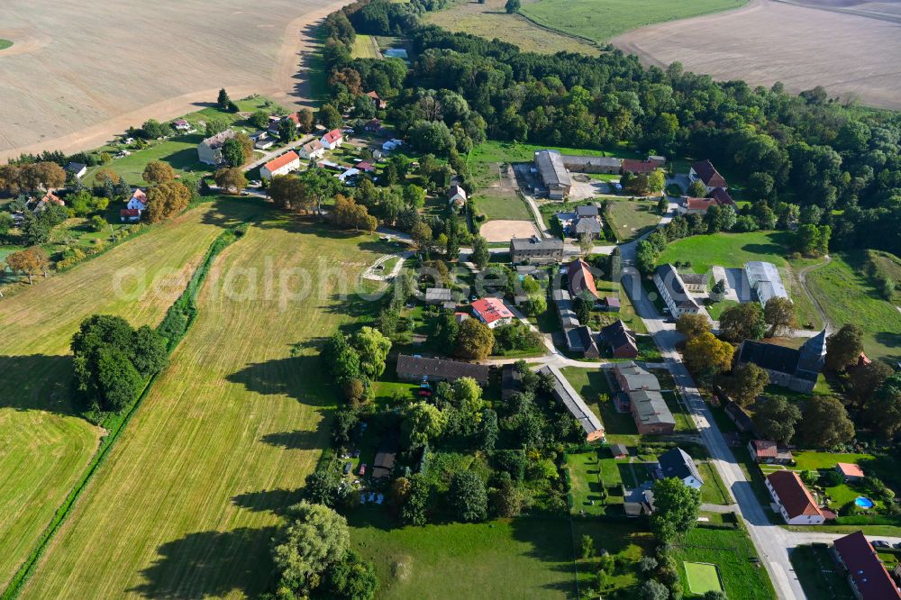 Wilsickow from above - Village - view on the edge of forested areas in Wilsickow in the state Brandenburg, Germany